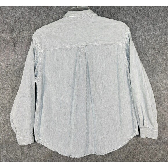 Vintage Levi’s Button Up Denim Shirt Women's Large 90s Striped Heavyweight - Picture 6 of 12